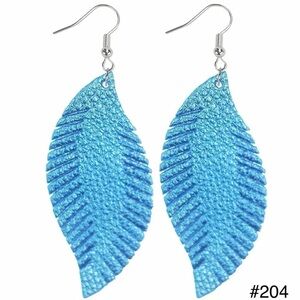 #204 | Metallic Blue Fringe Leaf Dangle Earrings